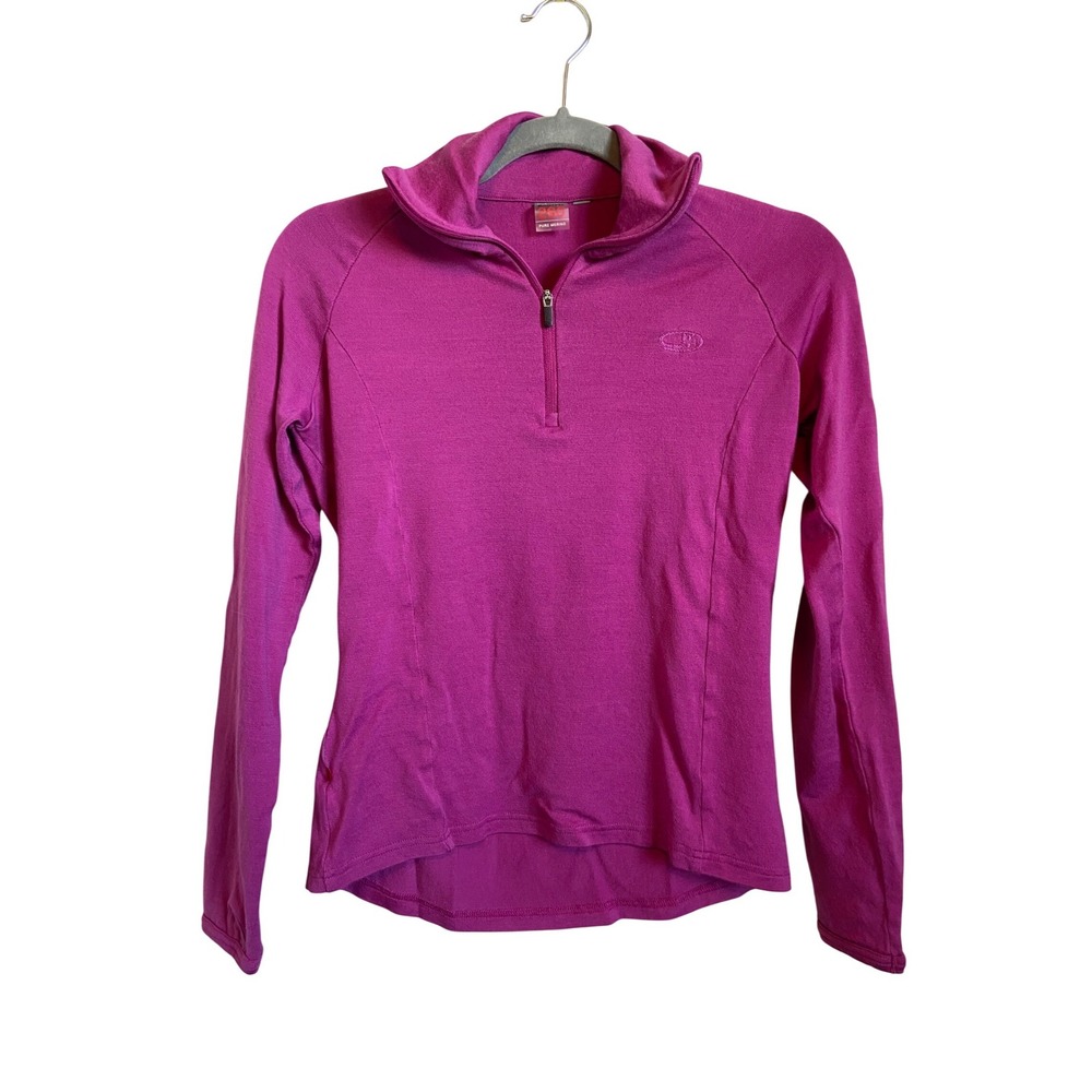 Icebreaker Bodyfit 260 Merino Wool Half Zip Base Layer Top Magenta Pink Womens